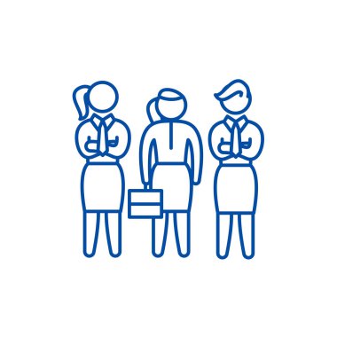 Kadın çalışanların çizgi simgesini kavramı. Kadın çalışanların düz vektör simgesi, işaret, anahat illüstrasyon.