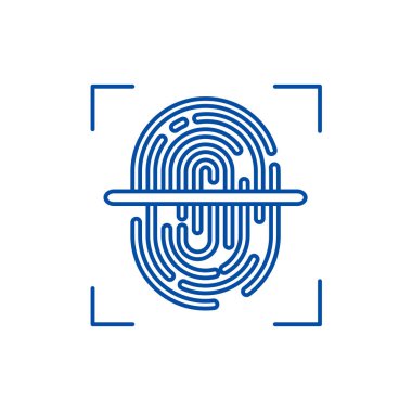 Parmak tarayıcı satırı simgesi kavramı. Parmak tarayıcı düz vektör simgesi, işaret, anahat illüstrasyon.