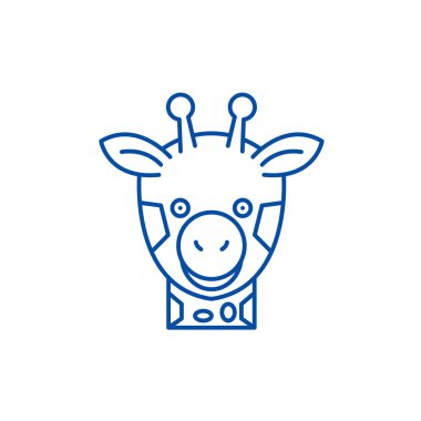 Komik zürafa satırı simgesi kavramı. Komik zürafa düz vektör simgesi, işaret, anahat illüstrasyon.