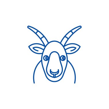 Komik keçi satırı simgesi kavramı. Komik keçi düz vektör simgesi, işaret, anahat illüstrasyon.