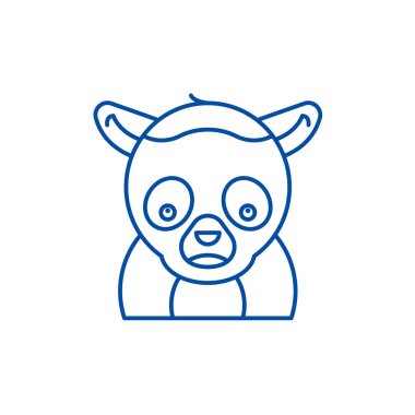 Komik lemur satırı simgesi kavramı. Komik lemur düz vektör simgesi, işaret, anahat illüstrasyon.