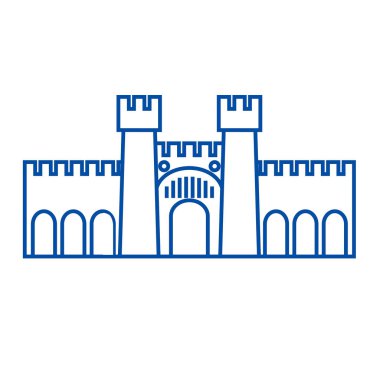 Kale illüstrasyon satırı simgesi kavramı. Kale illüstrasyon düz vektör simgesi, işaret, anahat illüstrasyon.