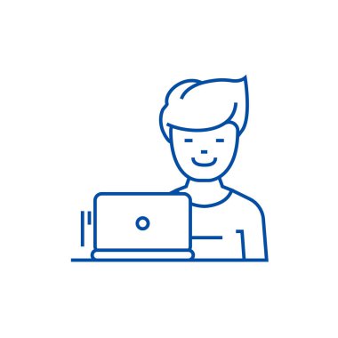 Freelancer satırı simgesi kavramı. Freelancer düz vektör simgesi, işaret, anahat illüstrasyon.