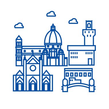 Floransa İtalya satırı simgesi kavramı. Floransa İtalya düz vektör simgesi, işaret, anahat illüstrasyon.