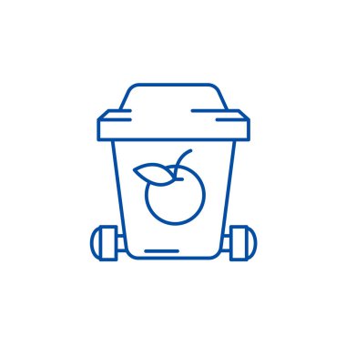 Çöp geri dönüşüm hattı simgesi kavramı. Çöp geri dönüşüm düz vektör simgesi, işaret, anahat illüstrasyon.