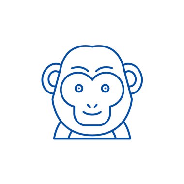 Komik maymun çizgi simgesini kavramı. Komik maymun düz vektör simgesi, işaret, anahat illüstrasyon.