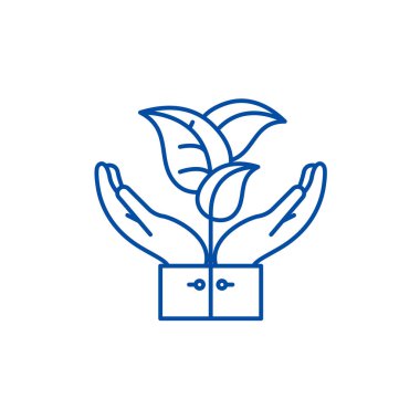 Flora destek hattı simgesi kavramı. Flora destek düz vektör simgesi, işaret, anahat illüstrasyon.