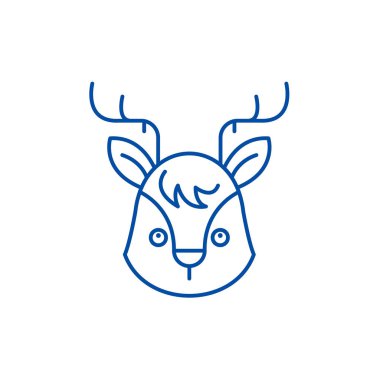 Komik geyik satırı simgesi kavramı. Komik geyik düz vektör simgesi, işaret, anahat illüstrasyon.