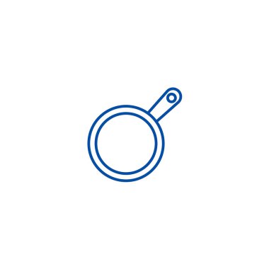 Kızartma tavası satırı simgesi kavramı. Kızartma tava düz vektör simgesi, işaret, anahat illüstrasyon.