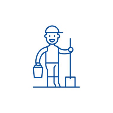 Bahçıvan satırı simgesi kavramı. Bahçıvan düz vektör simgesi, işaret, anahat illüstrasyon.