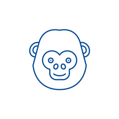 Komik şempanze satırı simgesi kavramı. Komik şempanze düz vektör simgesi, işaret, anahat illüstrasyon.