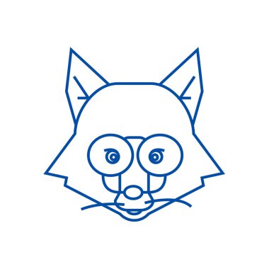 Fox baş işareti satırı simgesi kavramı. Fox baş işareti düz vektör simgesi, işaret, anahat illüstrasyon.