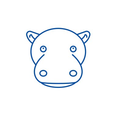 Komik su aygırı satırı simgesi kavramı. Komik su aygırı düz vektör simgesi, işaret, anahat illüstrasyon.