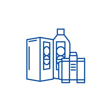 Yemek Sepeti satırı simgesi kavramı. Yemek Sepeti düz vektör simgesi, işaret, anahat illüstrasyon.