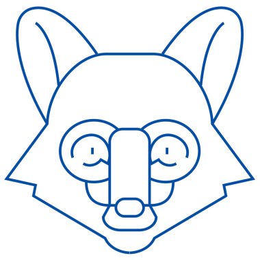 Fox zeka çizgisi simgesi kavramı. Fox kafa düz vektör simgesi, işaret, anahat illüstrasyon.