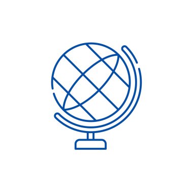 Dünya çizgi simgesini kavramı. Dünya düz vektör simgesi, işaret, anahat illüstrasyon.