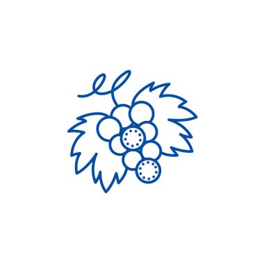 Üzüm satırı simgesi kavramı. Üzüm düz vektör simgesi, işaret, anahat illüstrasyon.