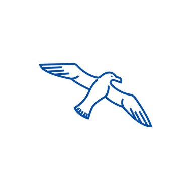 Martı martı satırı simgesi kavramı. Martı martı düz vektör simgesi, işaret, anahat illüstrasyon.