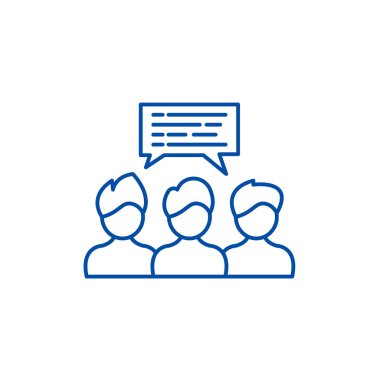 Grup Koçluk satırı simgesi kavramı. Grup Koçluk düz vektör simgesi, işaret, anahat illüstrasyon.