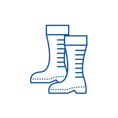 Gumboots satırı simgesi kavramı. Gumboots düz vektör simgesi, işaret, anahat illüstrasyon.