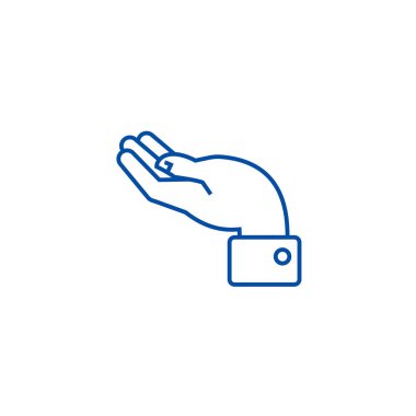 El destek hattı simgesi kavramı. El desteği düz vektör simgesi, işaret, anahat illüstrasyon.