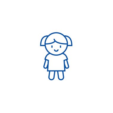 Kız bebek çizgi simgesini kavramı. Kız bebek düz vektör simgesi, işaret, anahat illüstrasyon.