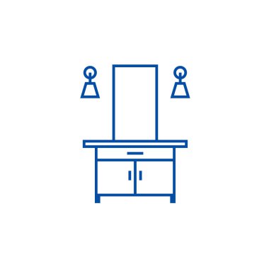 Hall satırı simgesi kavramı. Hall düz vektör simgesi, işaret, anahat illüstrasyon.