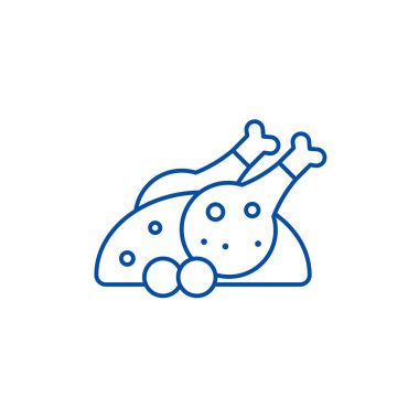 Izgara tavuk çizgisi ikonu konsepti. Izgara tavuk yassı vektör sembolü, işaret, taslak çizim.