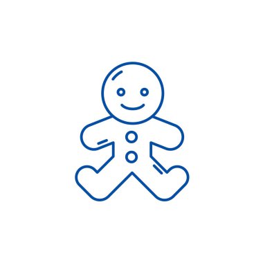 Zencefilli kurabiye adam çizgi simgesini kavramı. Zencefilli kurabiye adam düz vektör simgesi, işareti, anahat illüstrasyon.