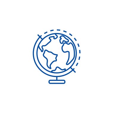 Globus satırı simgesi kavramı. Globus düz vektör simgesi, işaret, anahat illüstrasyon.