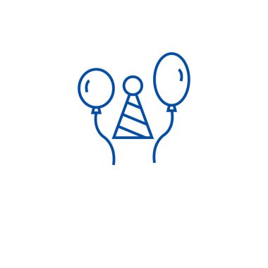 Mutlu yıllar çizgi simgesini kavramı. İyi ki doğdun düz vektör simgesi, işaret, anahat illüstrasyon.