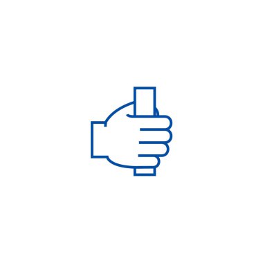 Satırı simgesi kavramı tutan el. El tutarak düz vektör simgesi, işaret, anahat illüstrasyon.