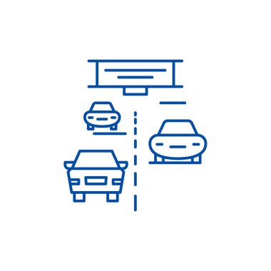 Otoyol satırı simgesi kavramı. Otoyol düz vektör simgesi, işaret, anahat illüstrasyon.