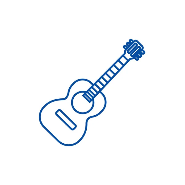 Conceito de ícone de linha de ilustração de guitarra flamenco. Flamenco guitarra ilustração símbolo vetorial plana, sinal, ilustração esboço . — Vetor de Stock