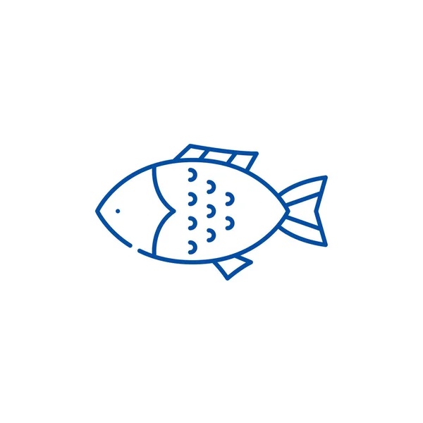 Концепция значка Fish line. Символ плоского вектора рыбы, знак, набросок иллюстрации . — стоковый вектор