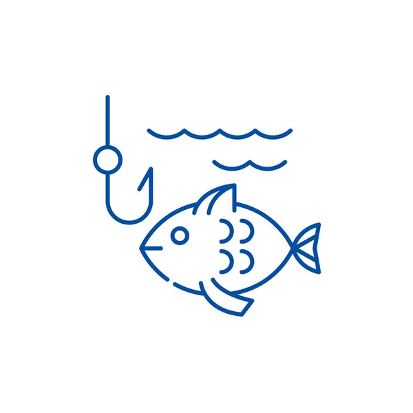 Visserij lijn pictogram concept. Vissen platte vector symbool, teken, overzicht illustratie. — Stockvector
