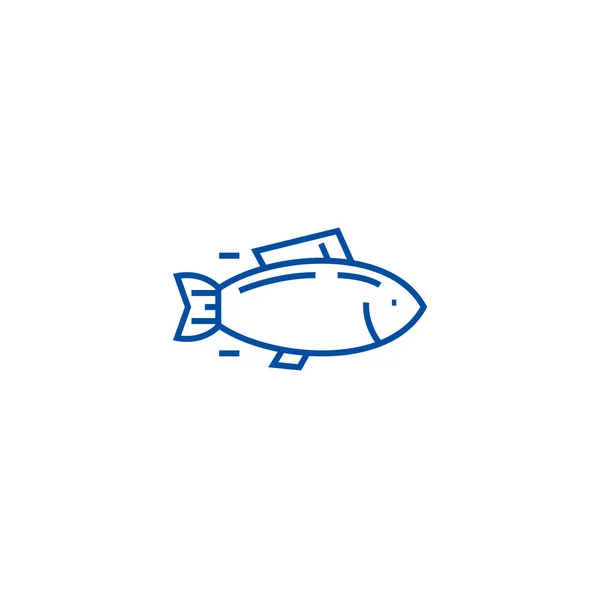 Fisch, Thunfischleine Symbolkonzept. Fisch, Thunfisch flache Vektor-Symbol, Zeichen, Umriss Illustration. — Stockvektor