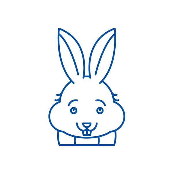 Funny rabbit line icon concept. Funny rabbit flat  vector symbol, sign, outline illustration. — Stock Vector