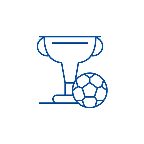 Fußball Cup Line Icon-Konzept. Fußball Cup flache Vektor-Symbol, Zeichen, Umriss Illustration. — Stockvektor