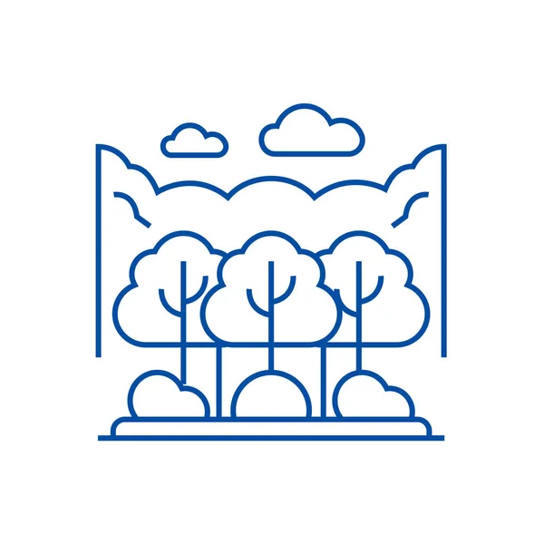 Forest park line icon concept (en inglés). Bosque parque plano vector símbolo, signo, esquema ilustración . — Vector de stock