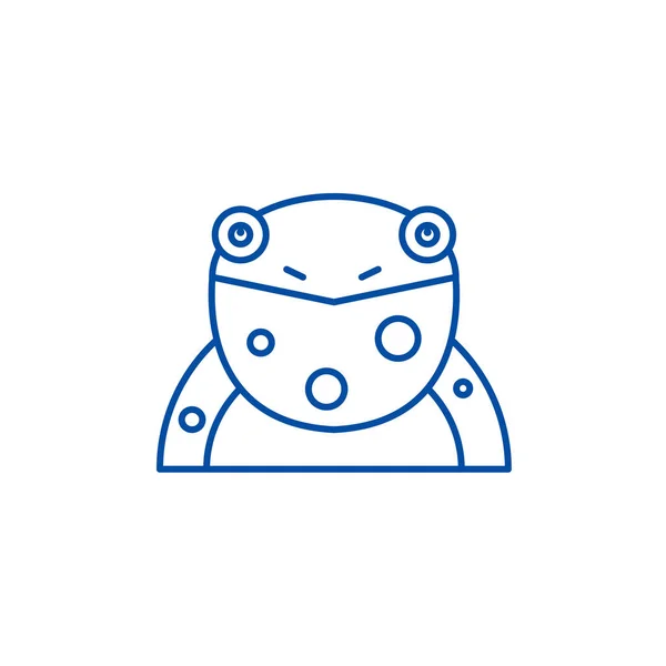Koncepcja ikona linii zabawna żaba. Funny frog płaskie wektor symbol, znak, ilustracja kontur. — Wektor stockowy