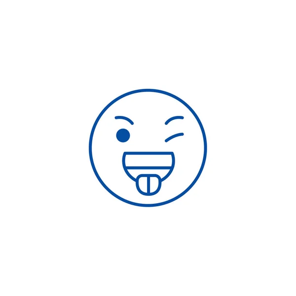 Funny emoji line icon concept. Funny emoji flat  vector symbol, sign, outline illustration. — Stock Vector