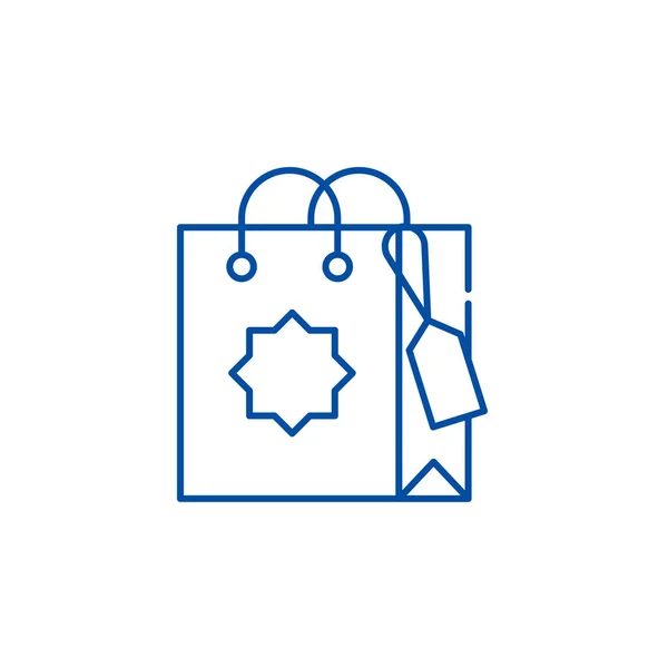 Icono de línea de bolsa de regalo concepto. Bolsa de regalo símbolo de vector plano, signo, esbozo ilustración . — Vector de stock