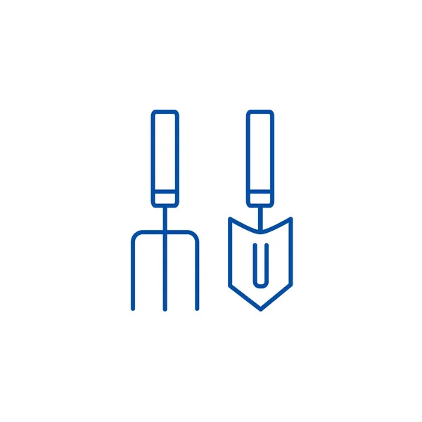 Вилки, концепція міні-лінії кельми. Вилки, міні-шпатель плоский векторний символ, знак, контурна ілюстрація . — стоковий вектор