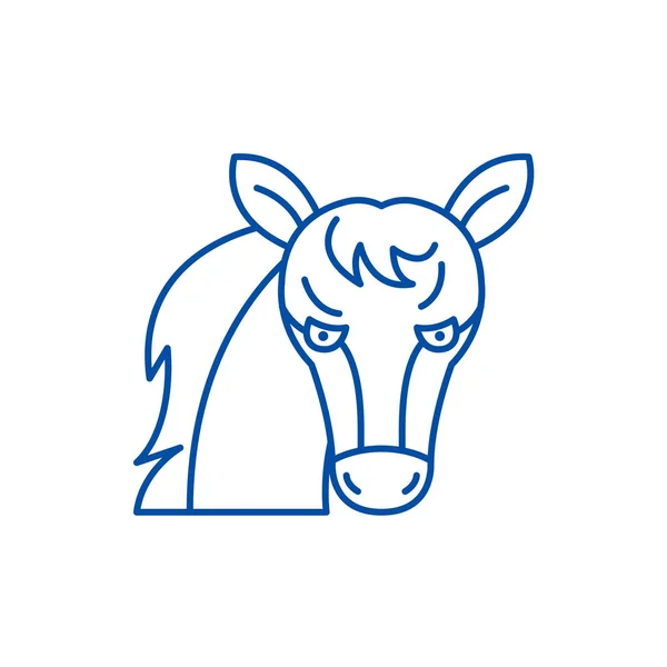 Lustiges Konzept der Pferdelinien-Ikone. Lustiges Pferd flache Vektor-Symbol, Zeichen, Umriss Illustration. — Stockvektor
