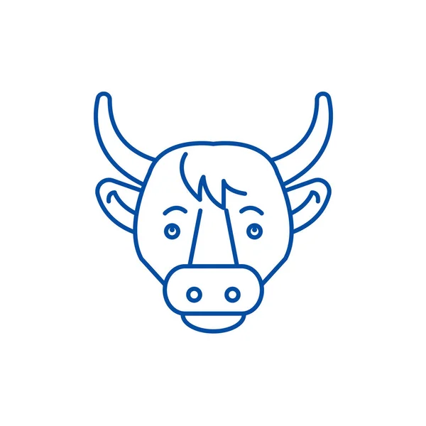 Lustiges Kuhlinien-Icon-Konzept. lustige Kuh flache Vektor-Symbol, Zeichen, Umriss Illustration. — Stockvektor