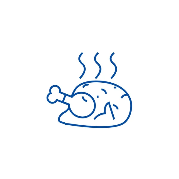 Frittiertes Chicken Line Icon Konzept. gebratenes Huhn flache Vektorsymbol, Zeichen, Umriss Illustration. — Stockvektor
