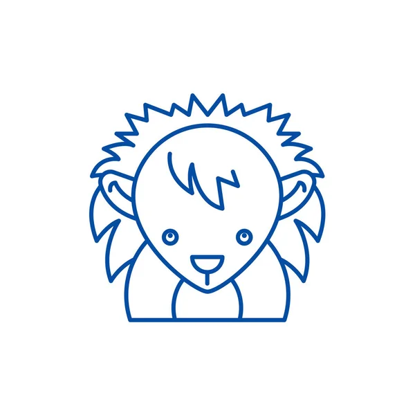 Funny hedgehog line icon concept. Funny hedgehog flat  vector symbol, sign, outline illustration. — Stock Vector
