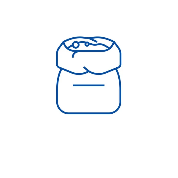 Icono de línea de bolsa de harina concepto. Bolso de harina vector plano símbolo, signo, esquema ilustración . — Vector de stock