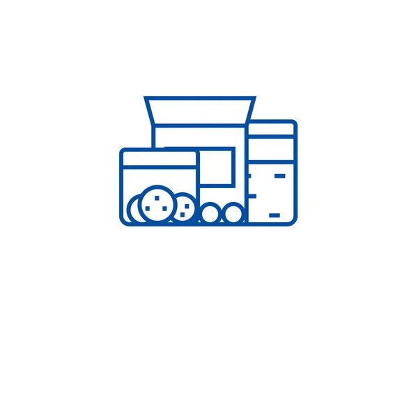 Concepto de icono de línea de almacenamiento de alimentos. Almacenamiento de alimentos símbolo vectorial plano, signo, esquema ilustración . — Vector de stock